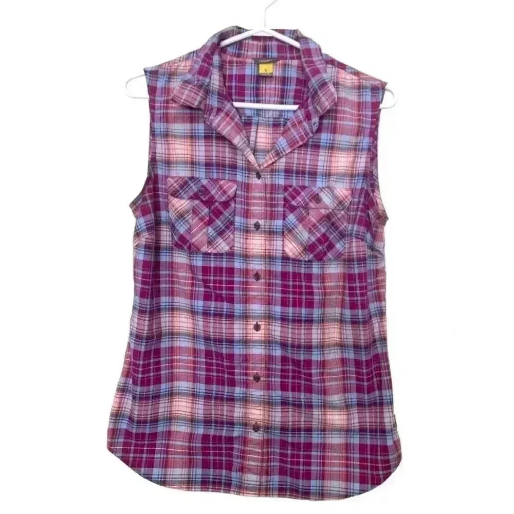 Eddie  Bauer 100% Nylon Sleeveless button down top with two front pockets